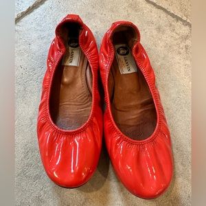 Lanvin Red Patent Leather Ballerina Flats